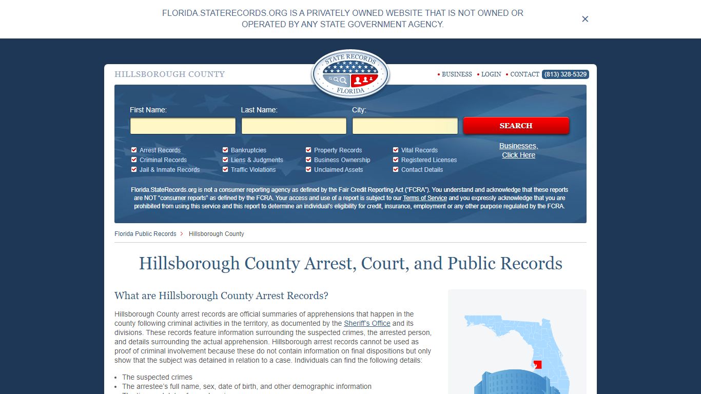 Hillsborough County Arrest, Court, and Public Records